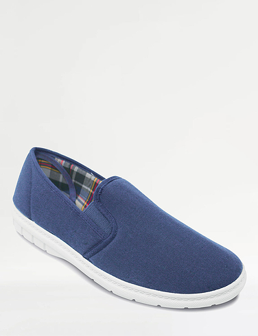 mens wide fit canvas pumps