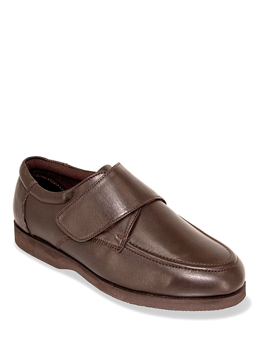 Leather Wide Fit Touch Fasten Shoe