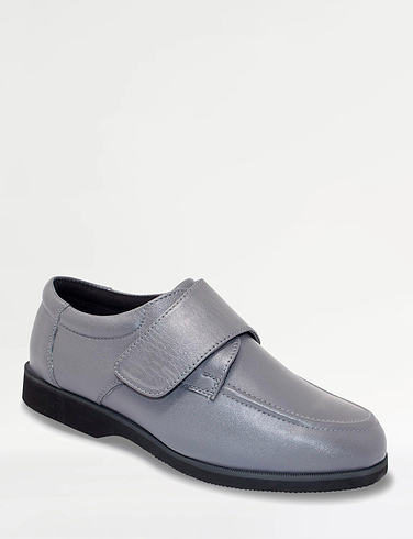 Leather Wide Fit Touch Fasten Shoe