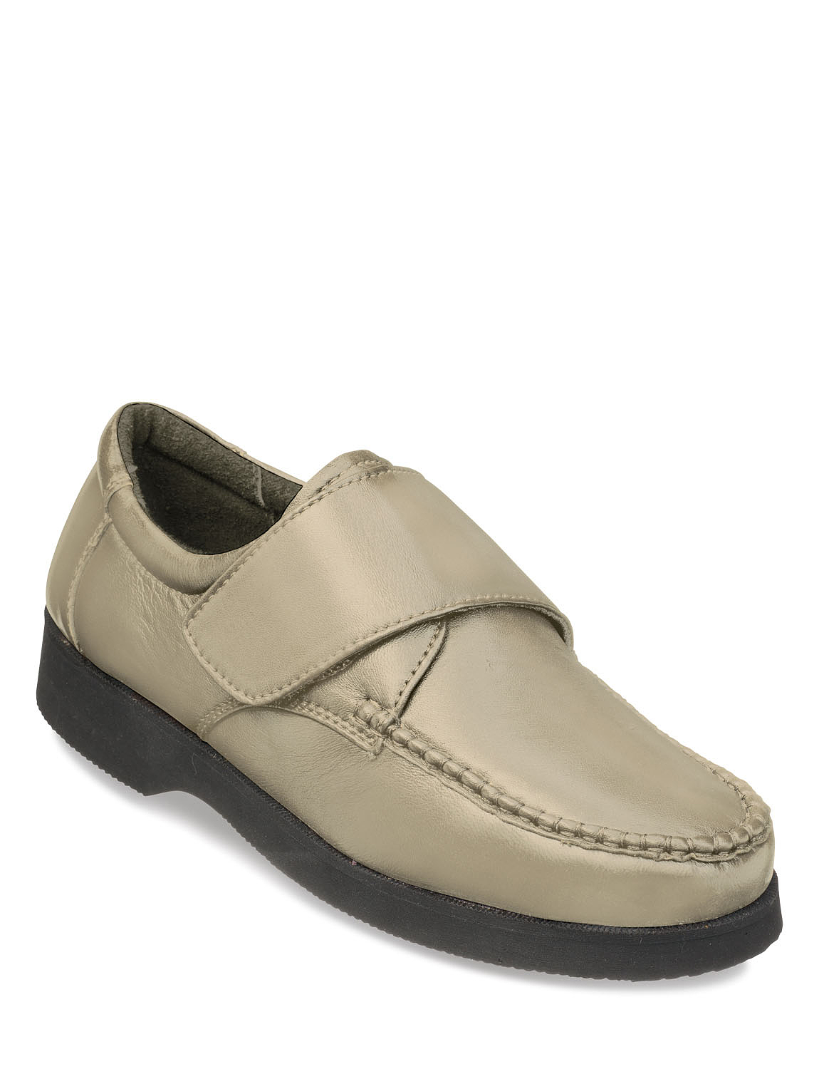 Leather Wide Fit Touch Fasten Shoe | Chums