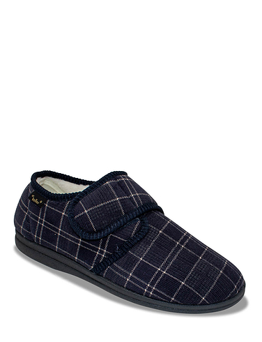Dr Keller Wide Fit Thermal Lined Touch-Fasten Slipper - Navy