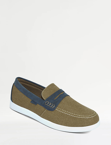 Dr Keller Wider Fit Slip On Canvas Boat Shoe