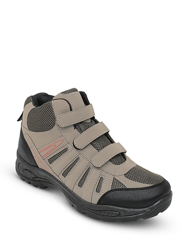 Mens waterproof walking shop boots with velcro fastening