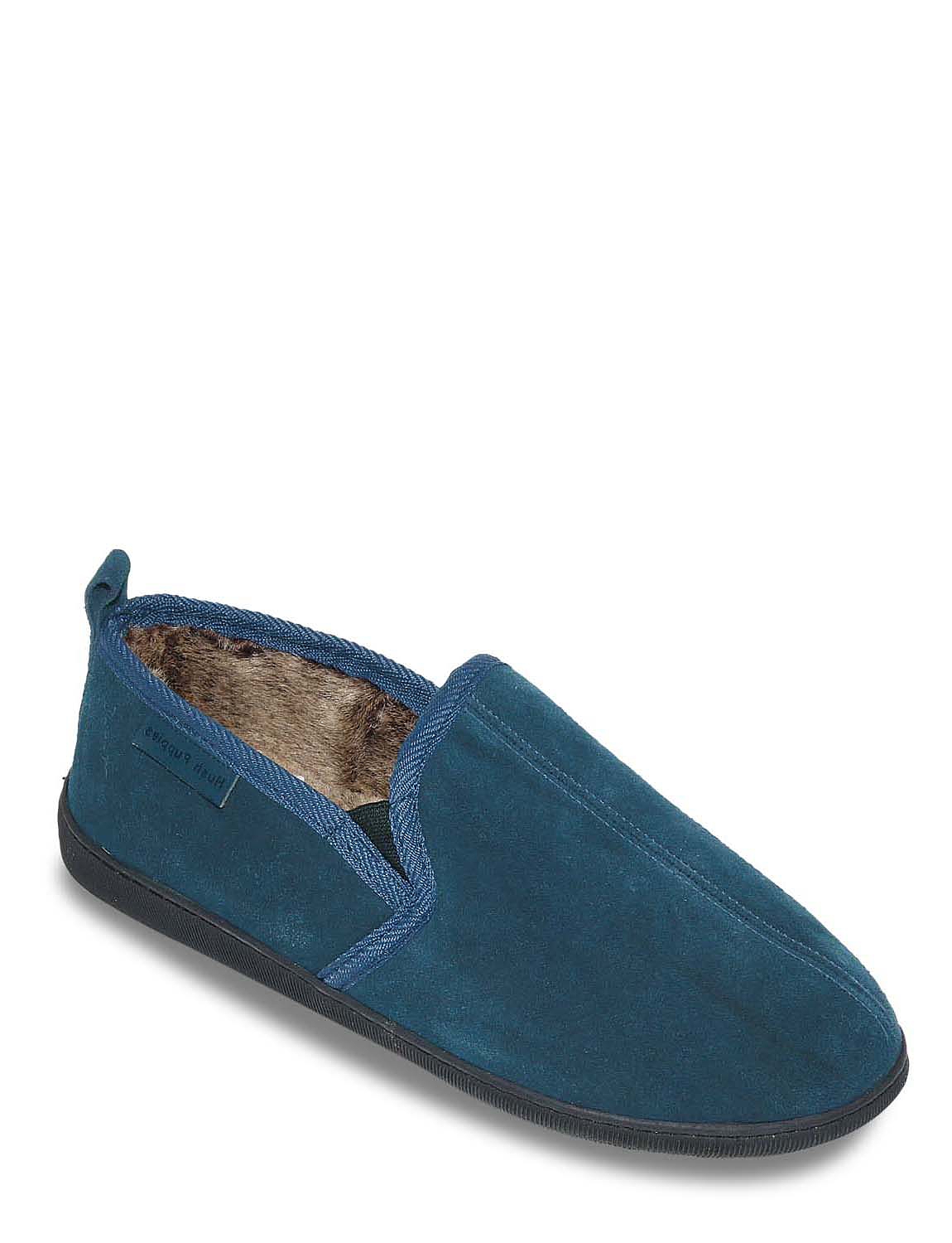 Hush Puppies Suede Slipper With Outdoor Sole And Memory Foam Chums