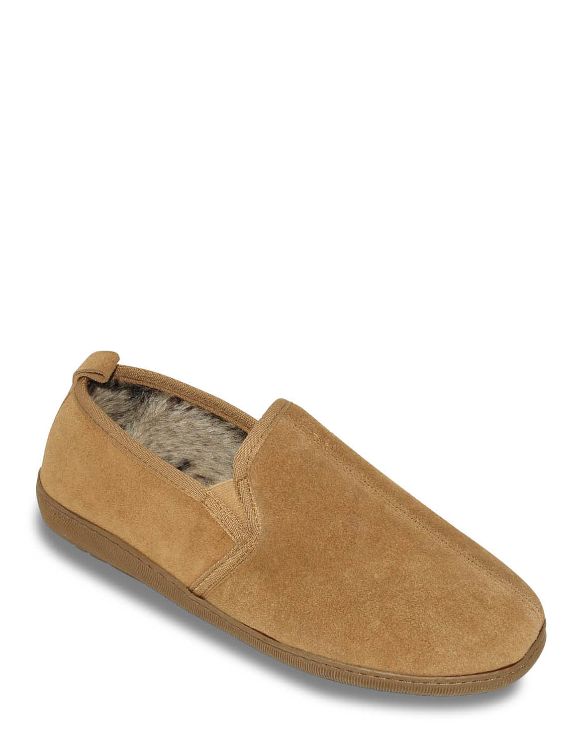 Hush Puppies Suede Slipper With Outdoor Sole And Memory Foam Chums