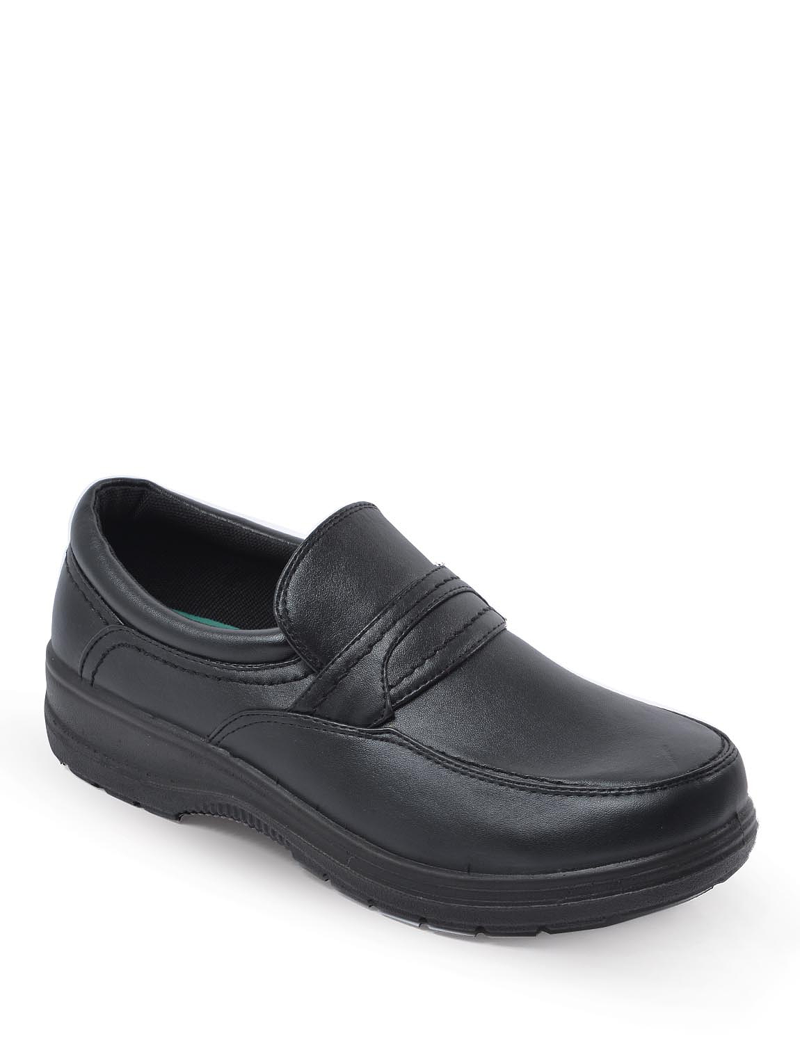 mens wide fit black slip on shoes
