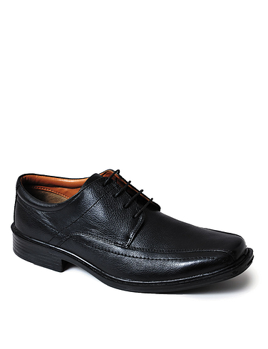 Catesby Mens Leather Wide Fit Lace Shoe - Black