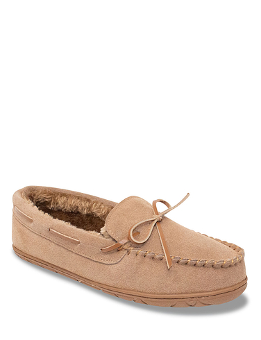 Dr Keller Wide Fit Suede Slipper With Faux Fur Lining