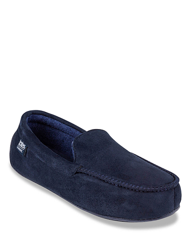Totes Suedette Moccasin Slipper with Driving Sole