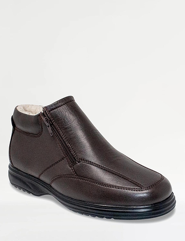 Pegasus Extra Wide Fit Leather Sherpa Lined Twin Zip Boot