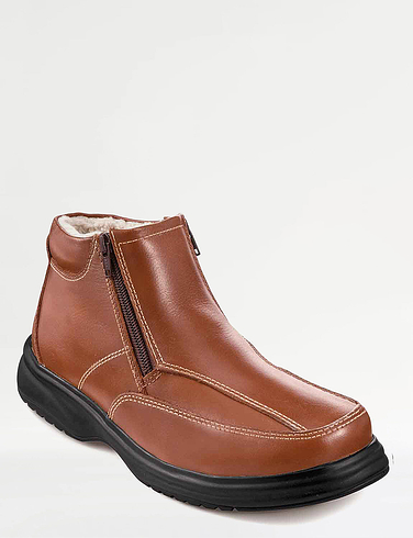 Pegasus Extra Wide Fit Leather Sherpa Lined Twin Zip Boot