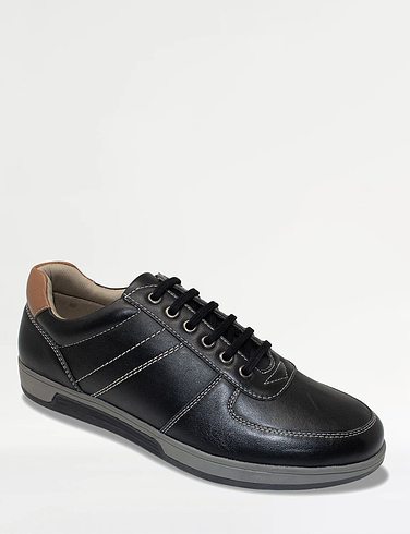 Pegasus Leather Wide Fit Lace Trainer