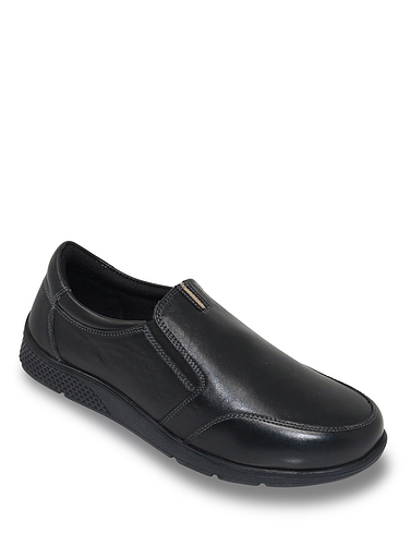 Dr Keller Wide Fit Leather Slip On Shoe With Rubber Sole