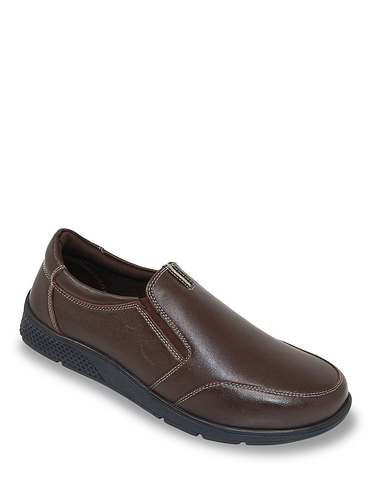 Dr Keller Wide Fit Leather Slip On Shoe With Rubber Sole