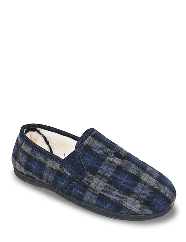 Padders Wide G Fit Slip On Slipper With Sherpa Lining