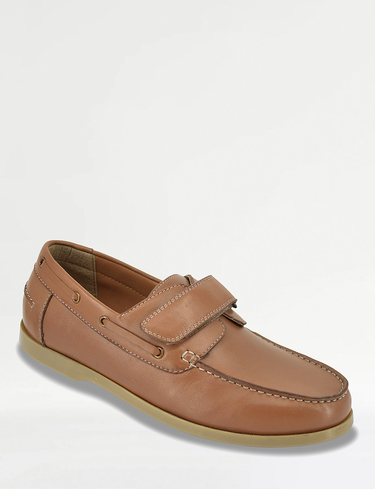 Wide Fit Leather Touch Fasten Boat Shoe