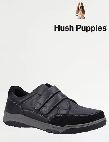 Hush Puppies Wide Fit Leather Twin Touch Fasten Shoe Fabian