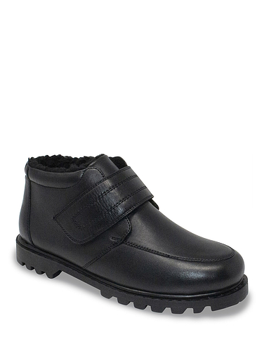 Leather Thermal Extra Wide Fit Lined Touch Fasten Boots