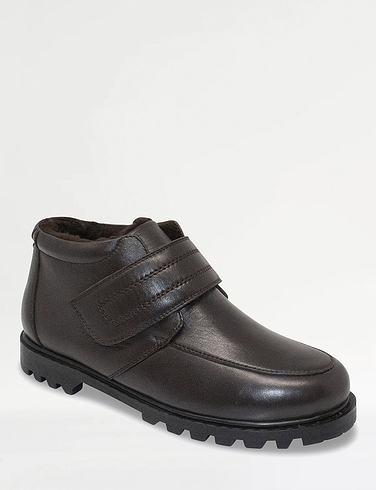 Leather Thermal Extra Wide Fit Lined Touch Fasten Boots