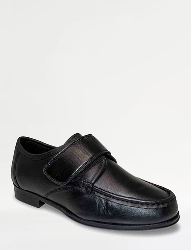 Pegasus Leather Wide Fit Touch Fasten Moccasin Shoes