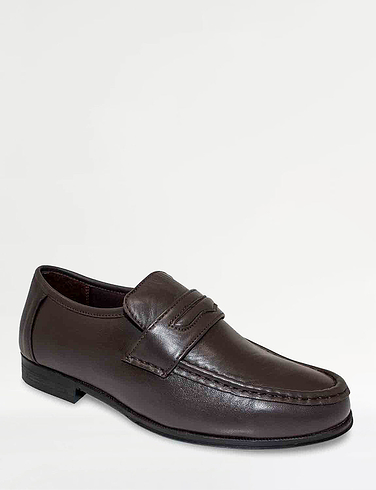 Pegasus Leather Wide Fit Slip On Moccasin Shoes
