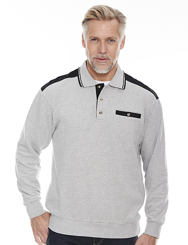 mens polo collar sweatshirt