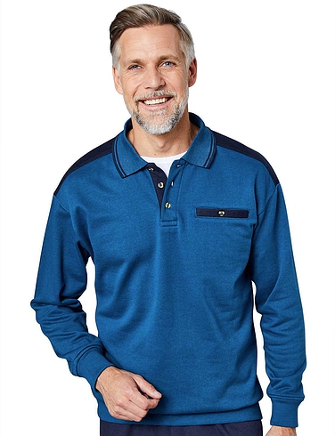 mens polo collar sweatshirt