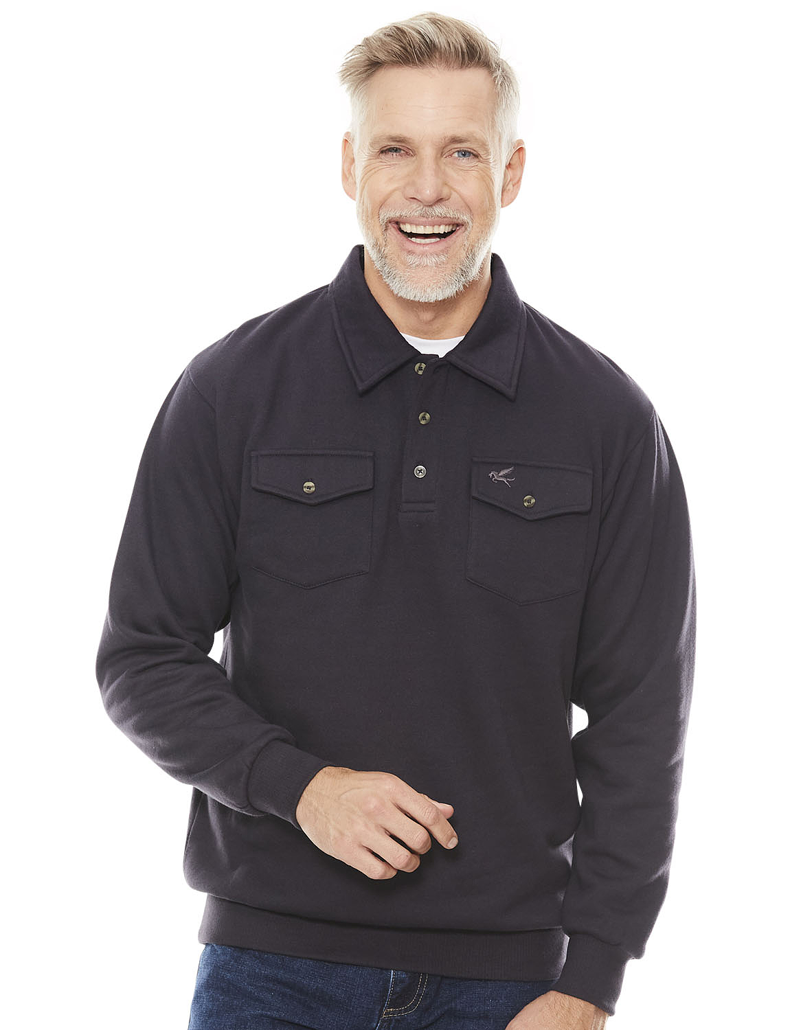 Fleece Sweatshirt With Two Chest Pockets And Tailored Collar Chums