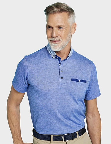 Pegasus Polo With Button Down Woven Collar
