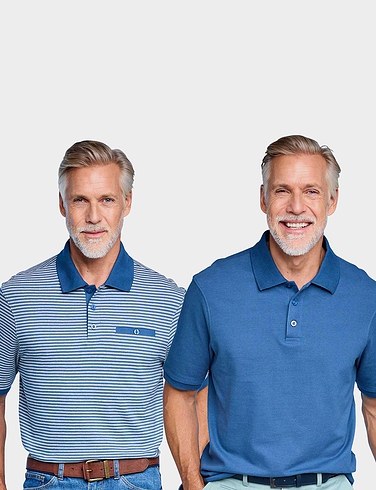 Pegasus 2 Pack Cotton Stripe and Plain Pique Polo