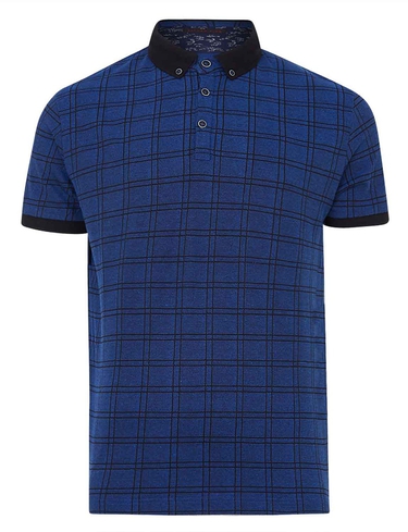 Lizard King Short Sleeve All Over Check Polo - Cobalt