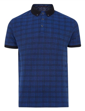 Lizard King Short Sleeve All Over Check Polo - Cobalt