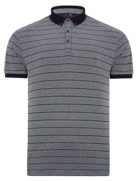 Lizard King Short Sleeve Stripe Polo With 3 Button Placket - Grey