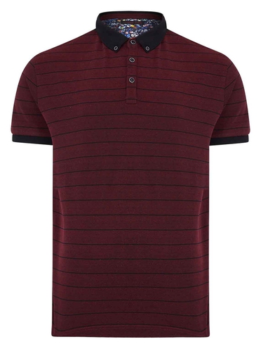 Lizard King Short Sleeve Stripe Polo With Button Down Collar