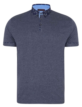 Lizard King Short Sleeve Polo With Printed Button Down Collar - Charcoal