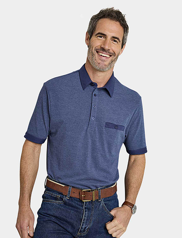 Pegasus Tailored Collar Cotton Polo With Chest Pocket