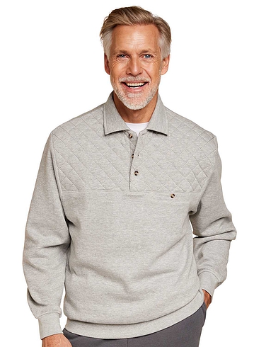 Pegasus Polo Quilted Sweatshirt With Chest Pocket - Grey