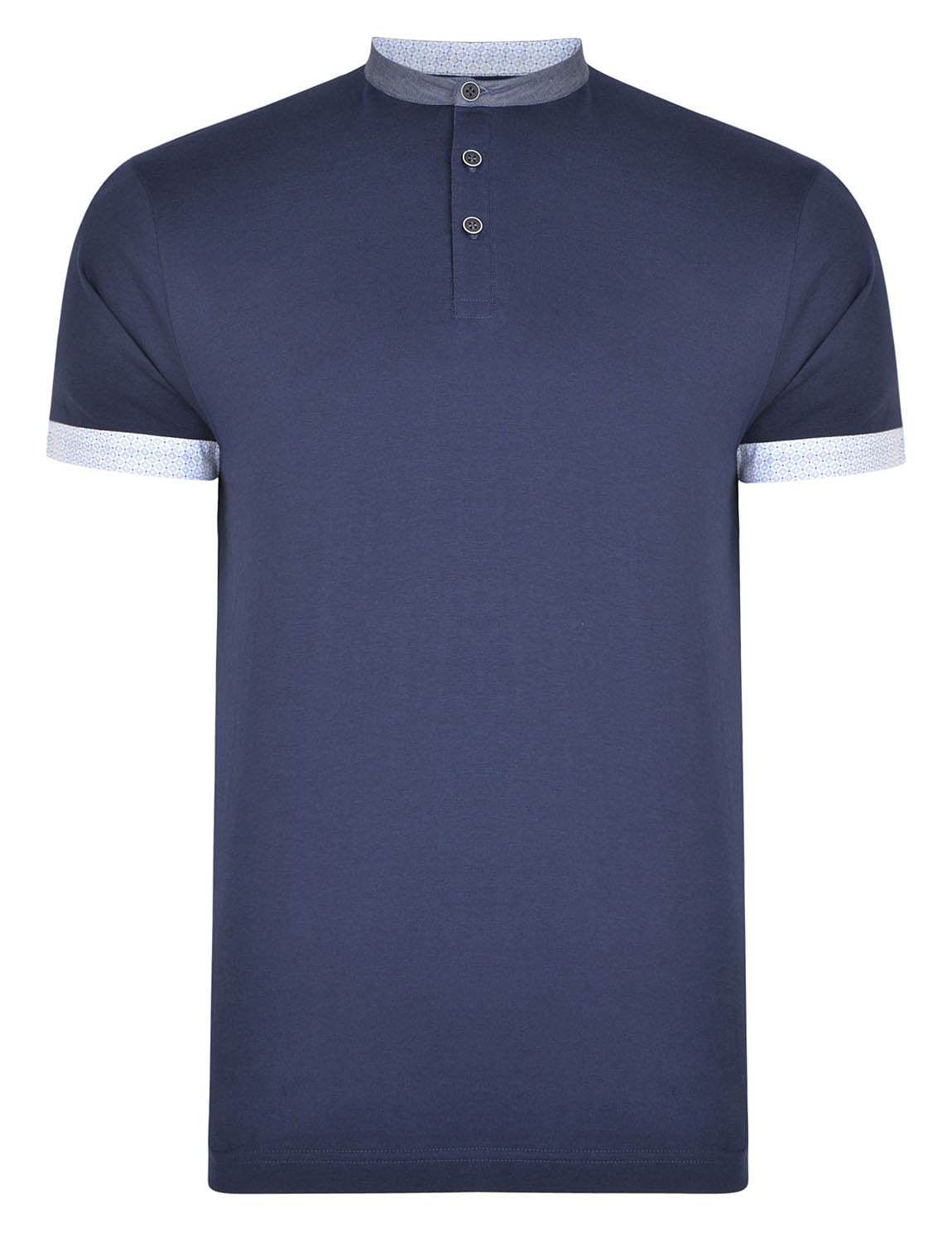 Grandad Collar Polo With Chambray Trim Chums