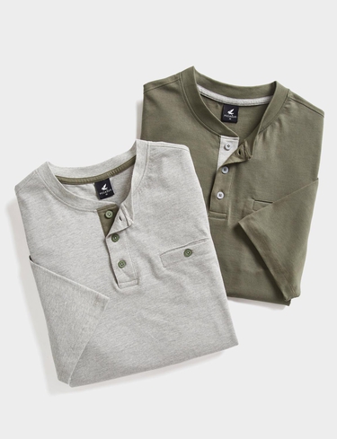 2 Pack Grandad Neck T Shirt