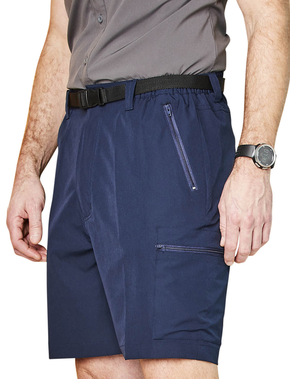 Mens Water Resistant Stretch Walking Shorts With Belt Chums