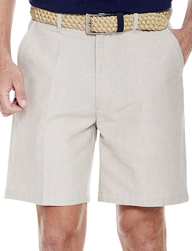 Chambray Shorts with Hidden Stretch Waist and Belt