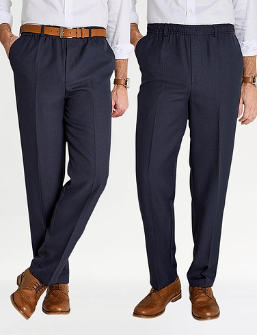 Pack of 2 Elasticated Waist Pull On Trousers