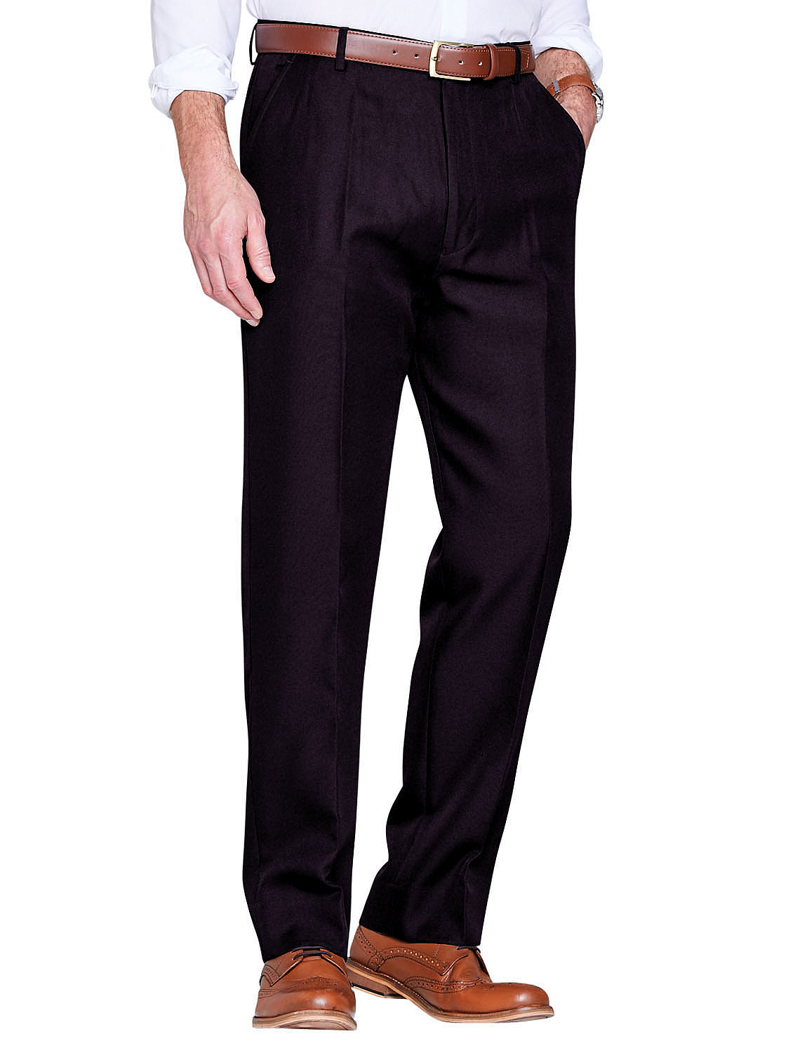 High Rise Twill Trouser With Stretch Waist | Chums