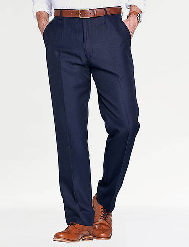 High Rise Twill Trouser with Stretch Waist