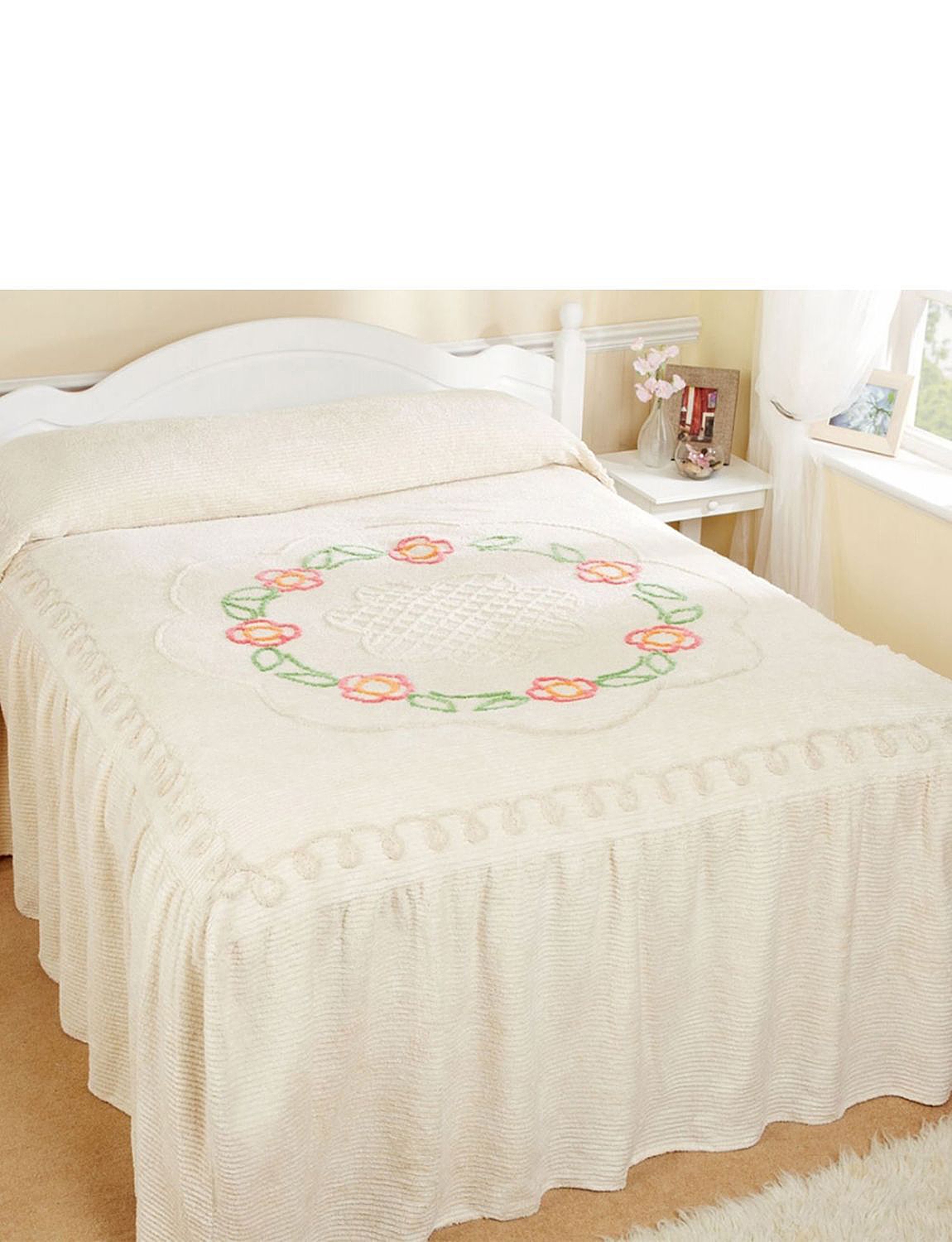 Flower Scroll Fitted Candlewick Bedspread By Diana Cowpe Home Bedroom