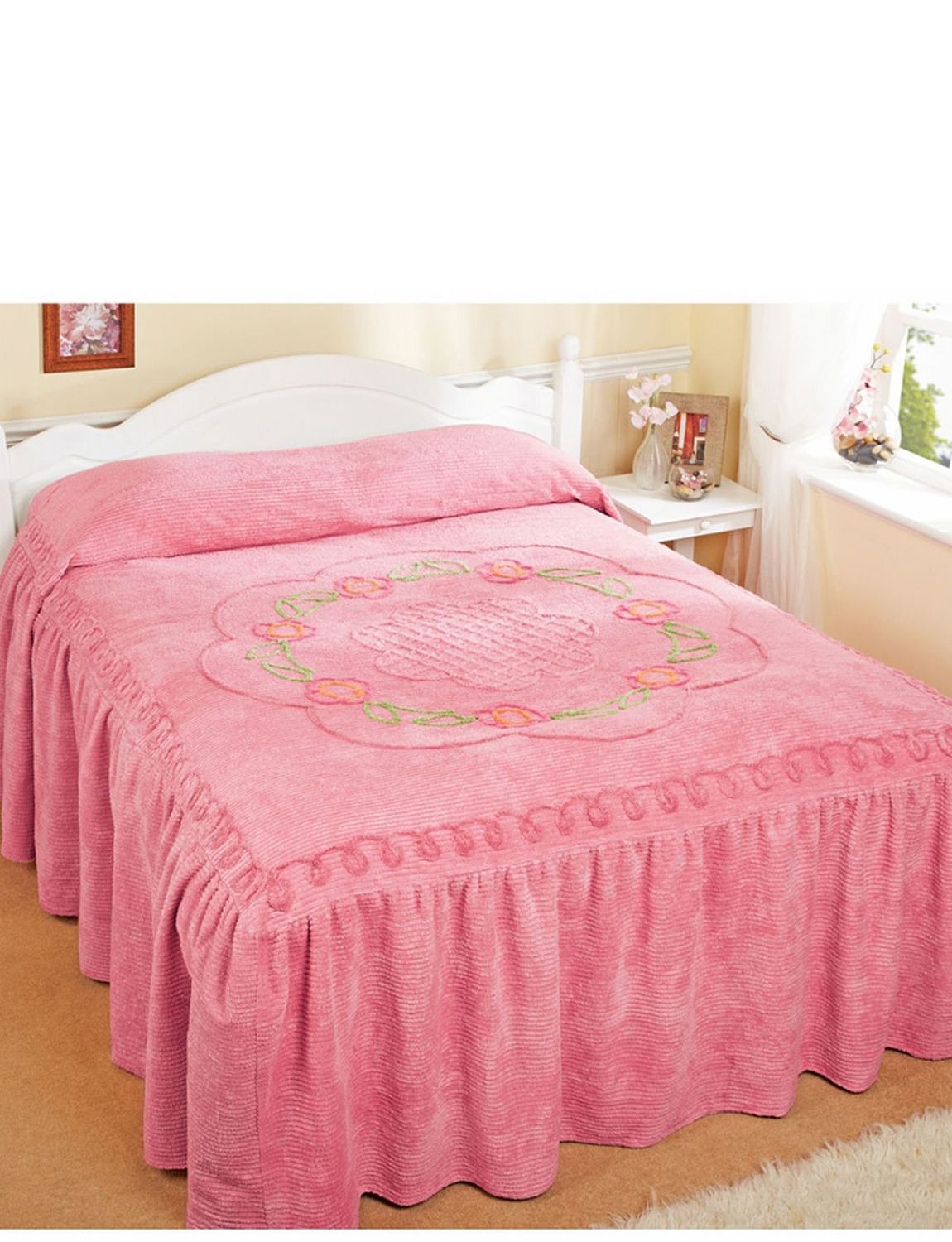 Flower Scroll Fitted Candlewick Bedspread By Diana Cowpe Home Bedroom