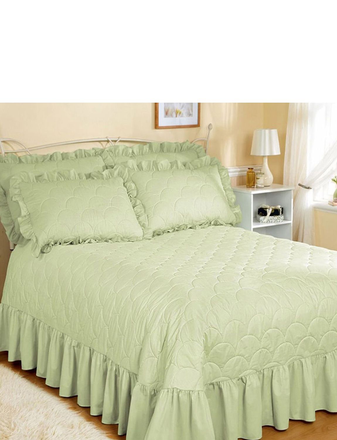 Luxury Plain Quilted Throwover Bedspread Home Textiles Chums