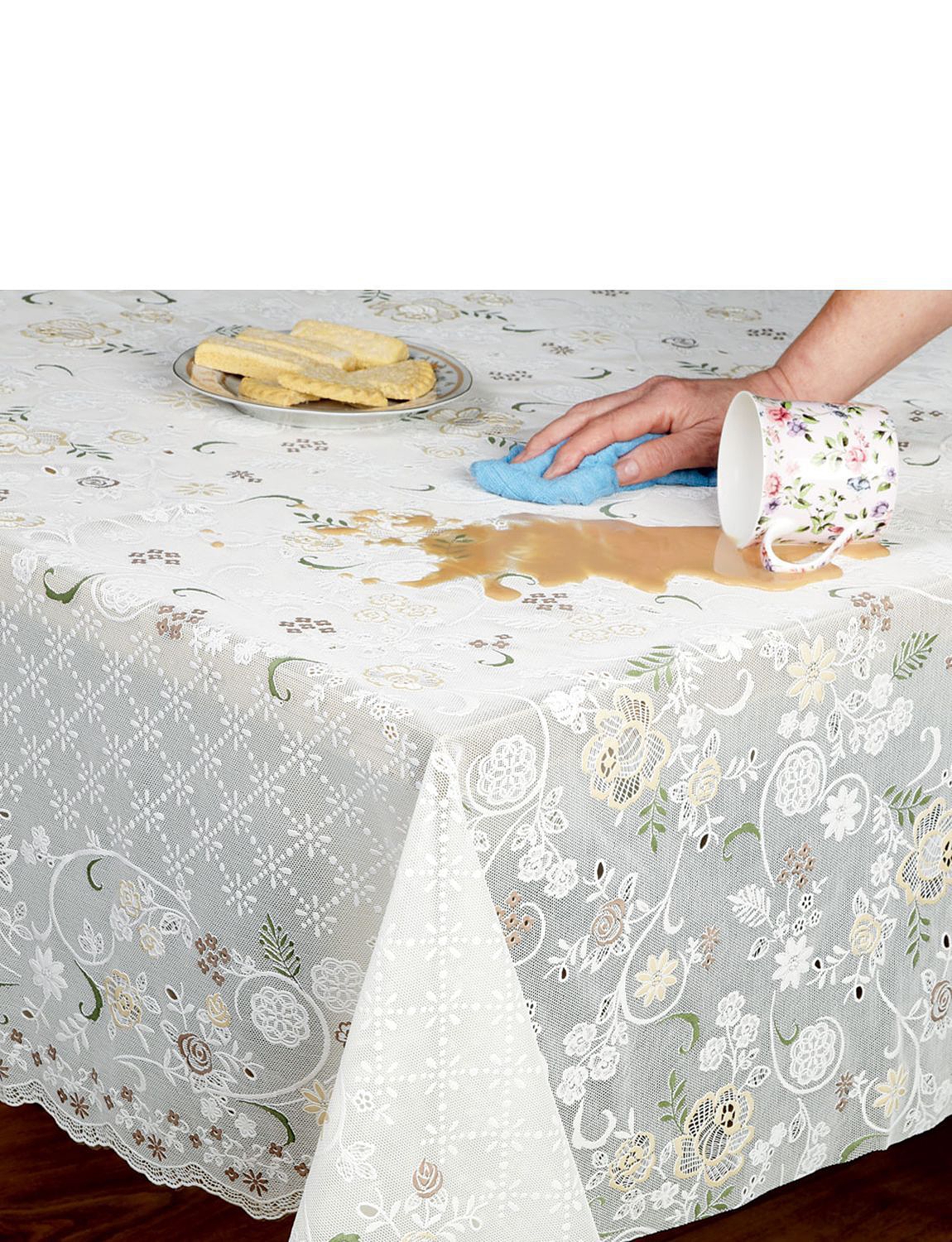 WipeClean Lace Effect Tablecloth Home Textiles Chums