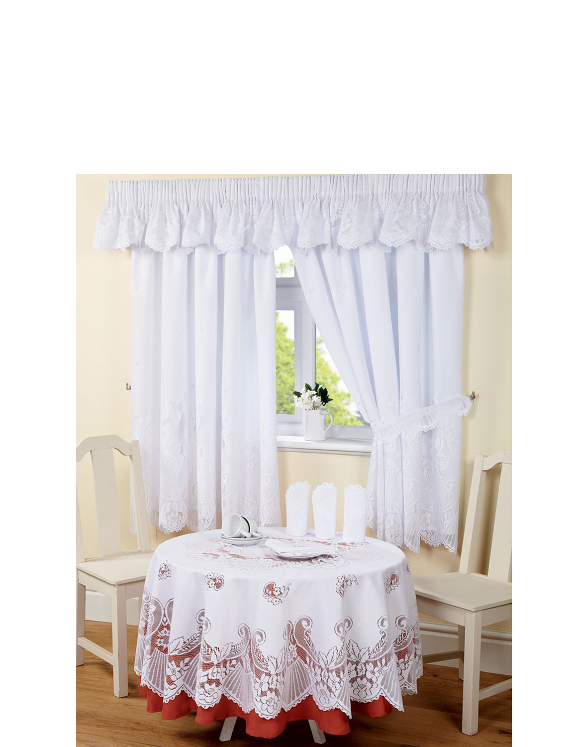 Victoria Lined Lace Curtain Sets & Tablecloths Chums