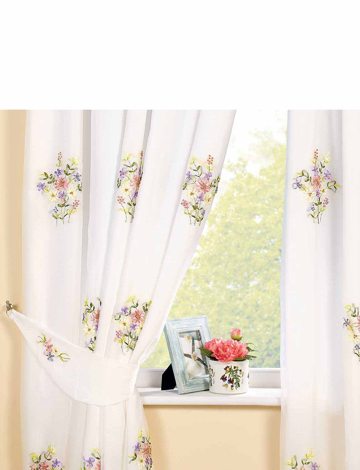 Hayley Lined Voile Curtains Tie Backs Home Chums